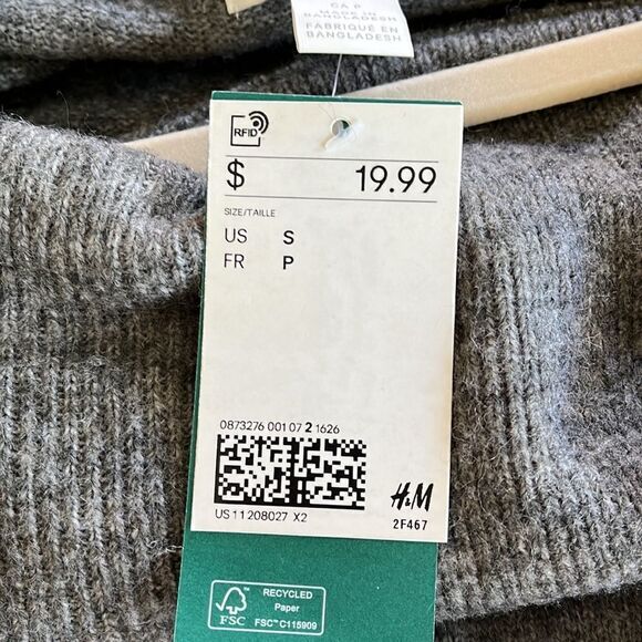 H&M, HEATHER GRAY SWEATER  BNWT Size S - Picture 9 of 9